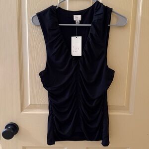 a new day Black Ruched Sleeveless Blouse